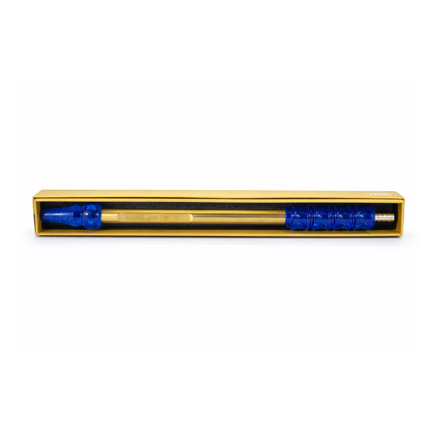 Cyril X-series handle- Resin Blue gold – silver-packaging