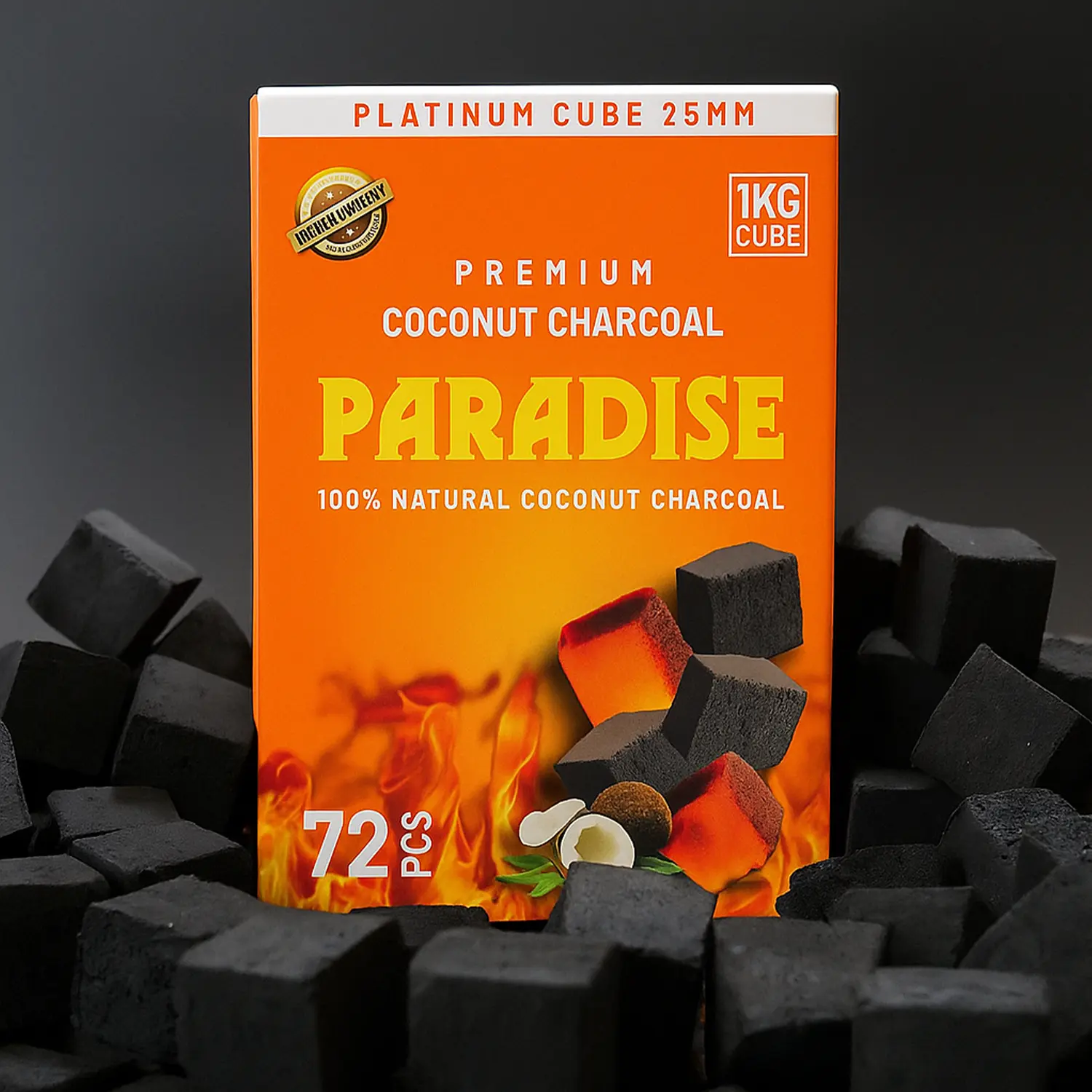 [PARADISE72PCS] Paradise Coconut Charcoal Cubes 1Kg 25mm