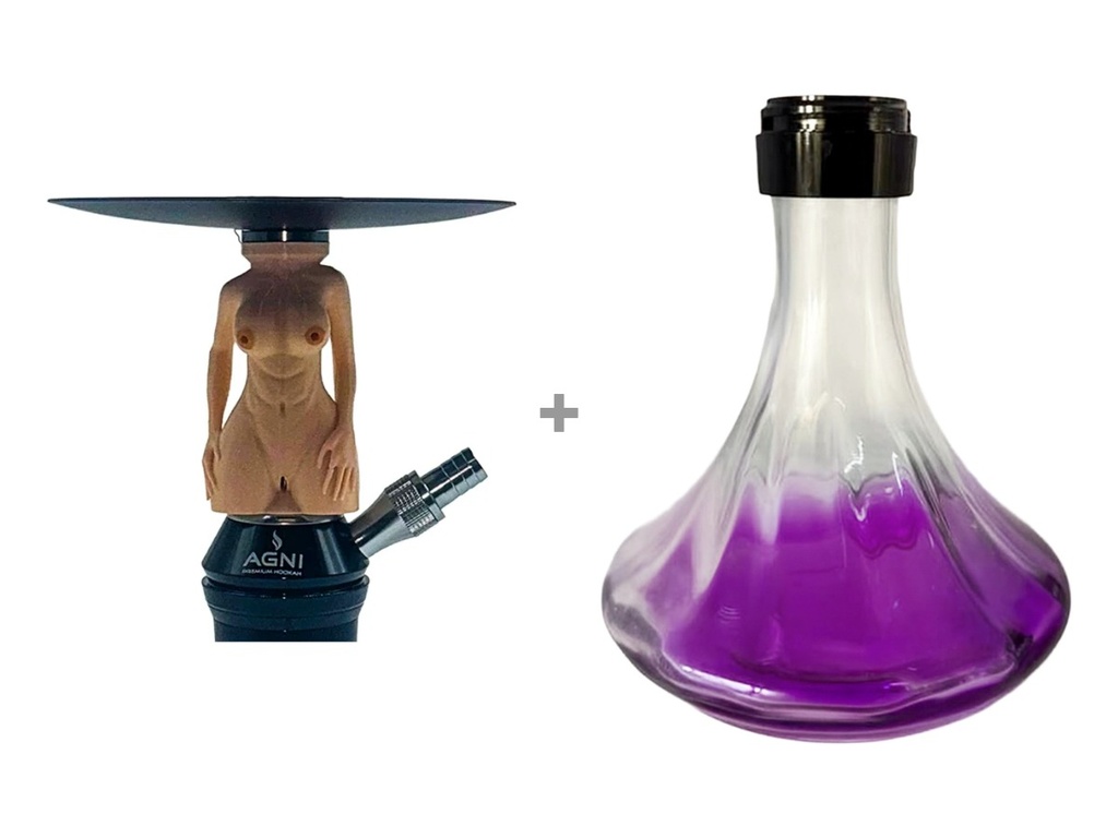 Agni Mystic Anime 3D Hookah - Purple / Naked Girl White