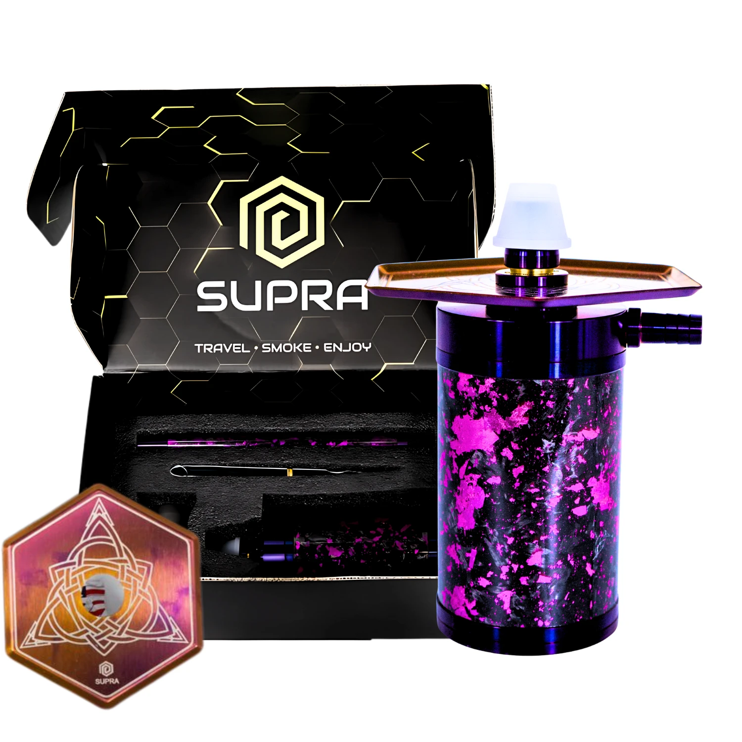 Supra Hexa – Dual Purple Premium Hookah with Modern Hexagonal Design