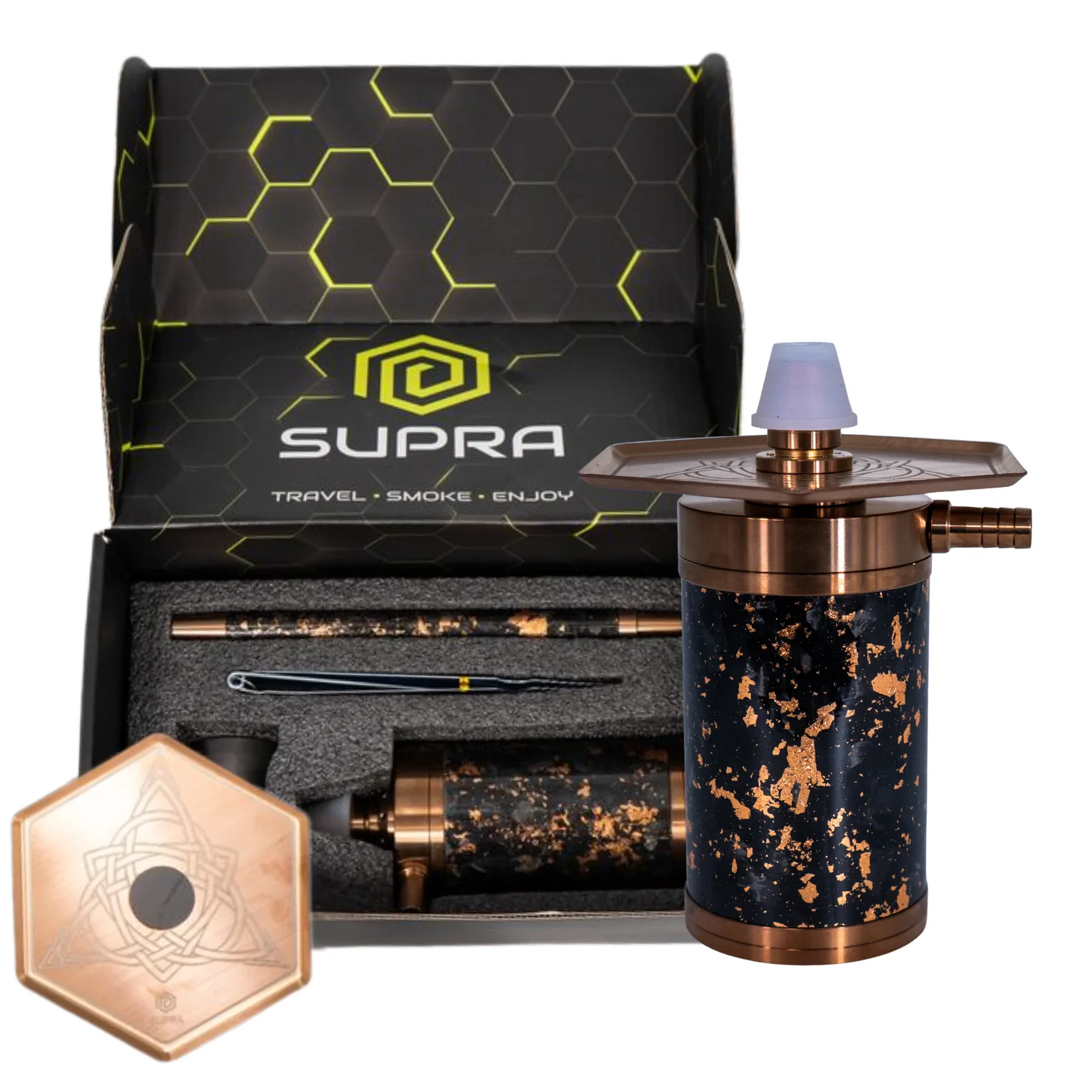 Supra Hexa – Rose Gold Premium Hookah with Elegant Hexagonal Design