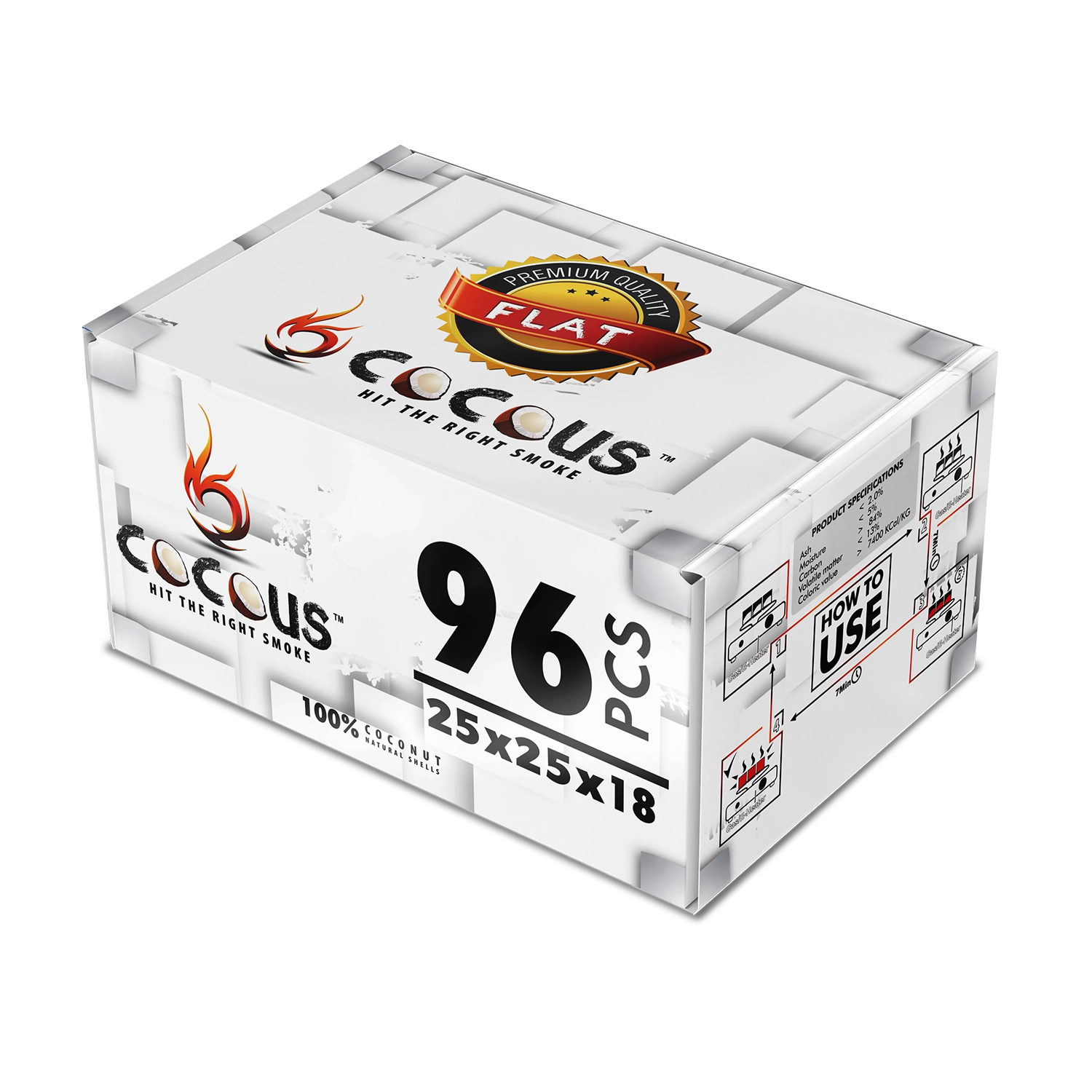 Cocous Charcoal Flat - 1kg 96pcs