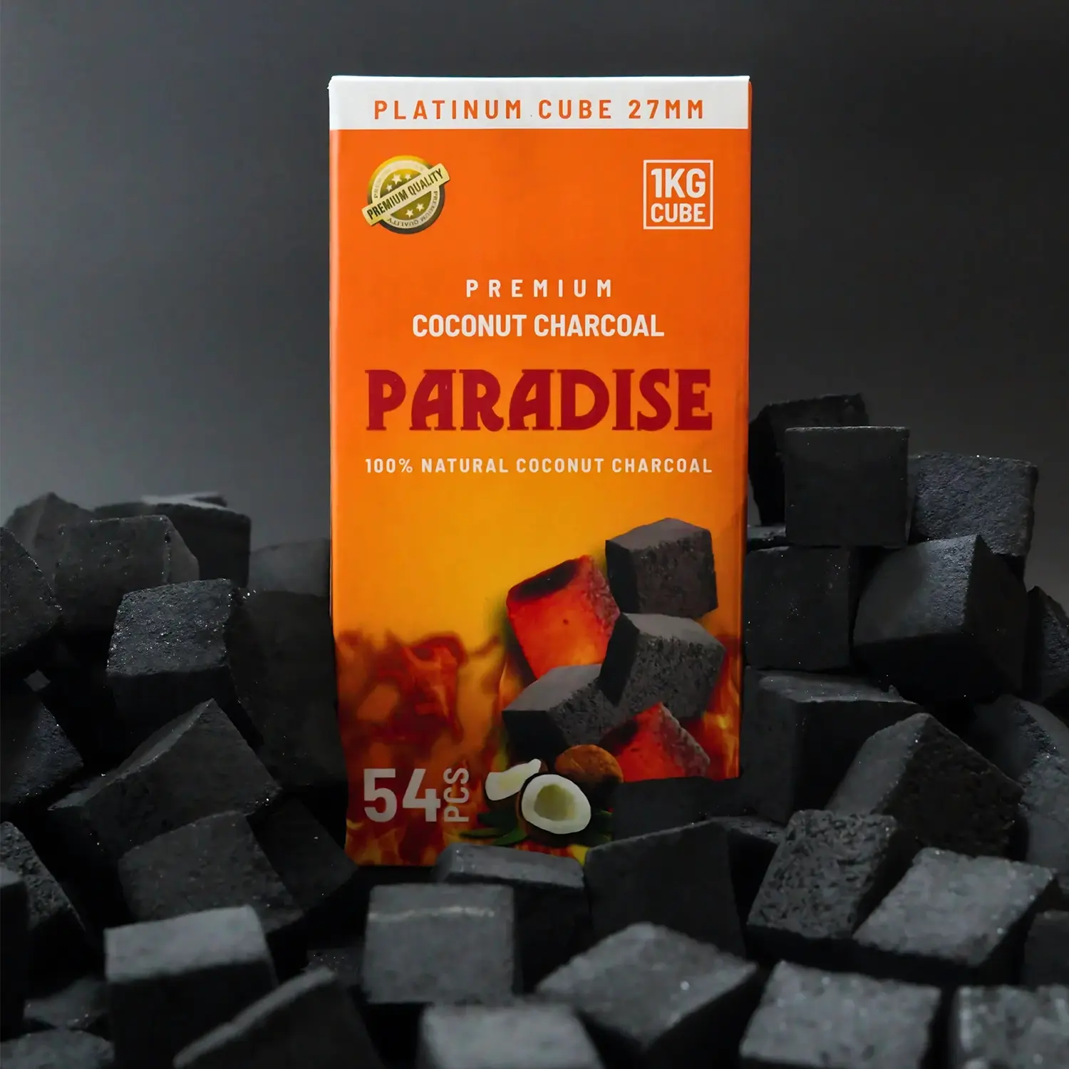 [PARADISE54PCS] Paradise Coconut Charcoal Cubes 1Kg 27mm