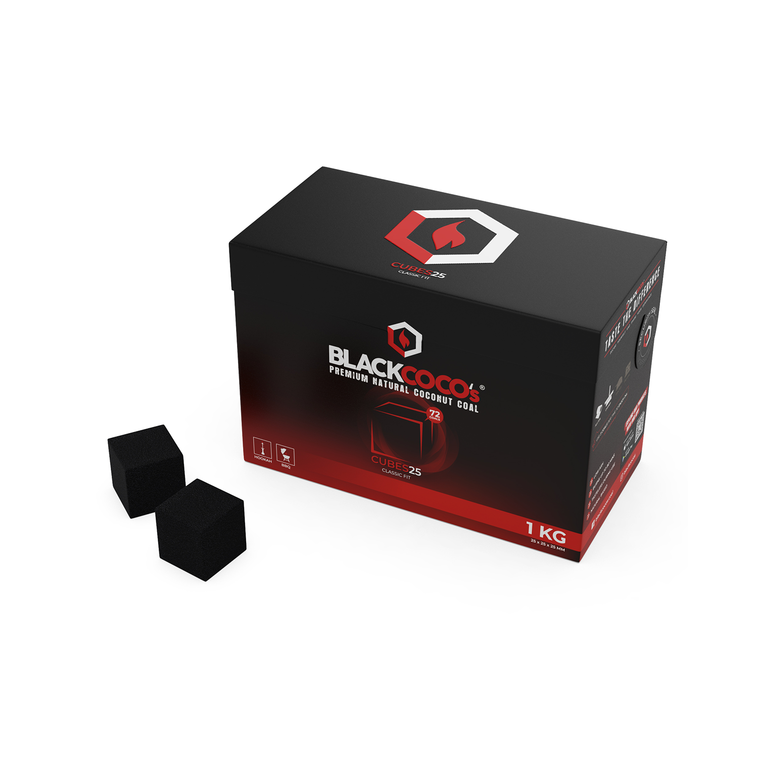 [BC1210-CUBES25] BlackCoco's Charcoal Cube 25 Box 1kg