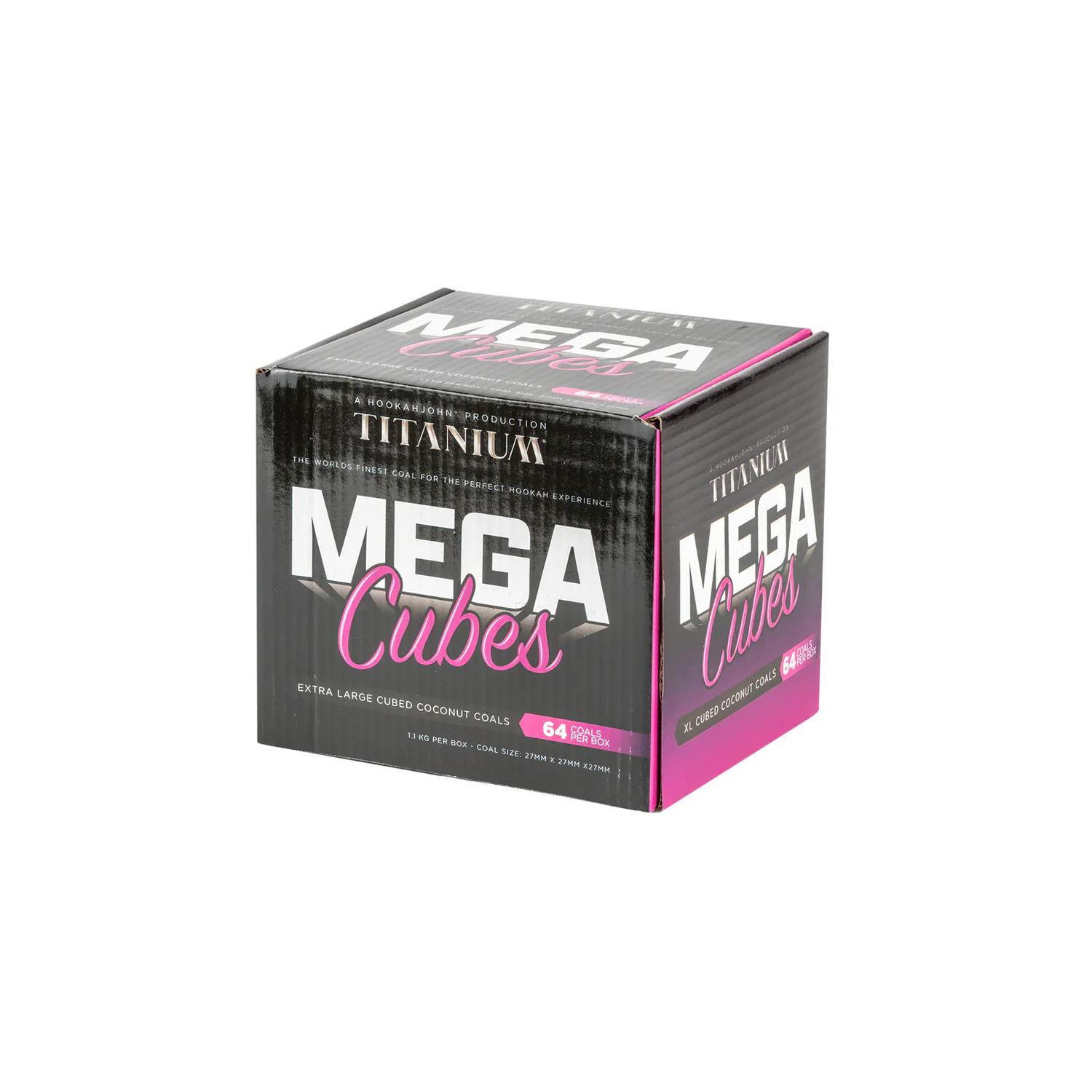 [TitC64C] Titanium Mega Cube Natural 27mm Charcoal 64 pcs