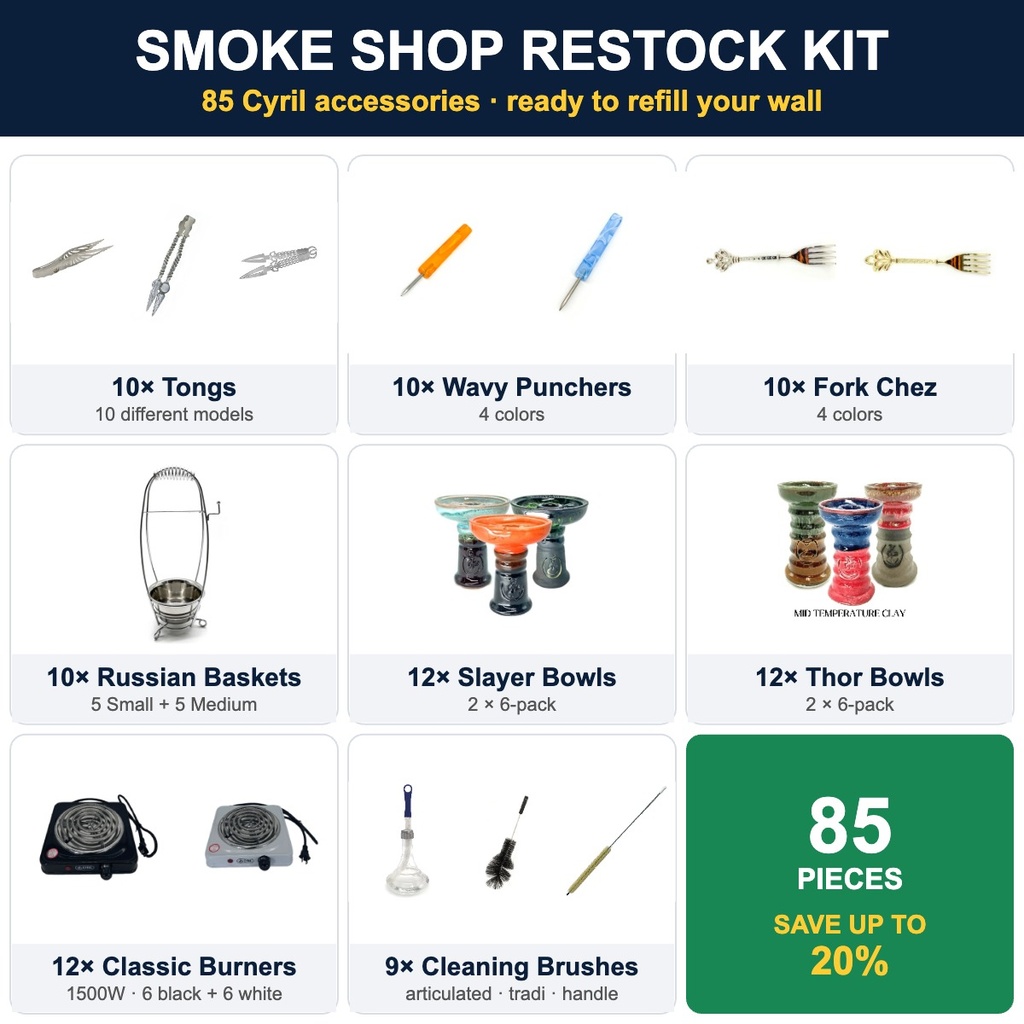 [GT-BNDL-RESTOCK] Smoke Shop Restock Kit – Cyril Accessories (85 pcs)